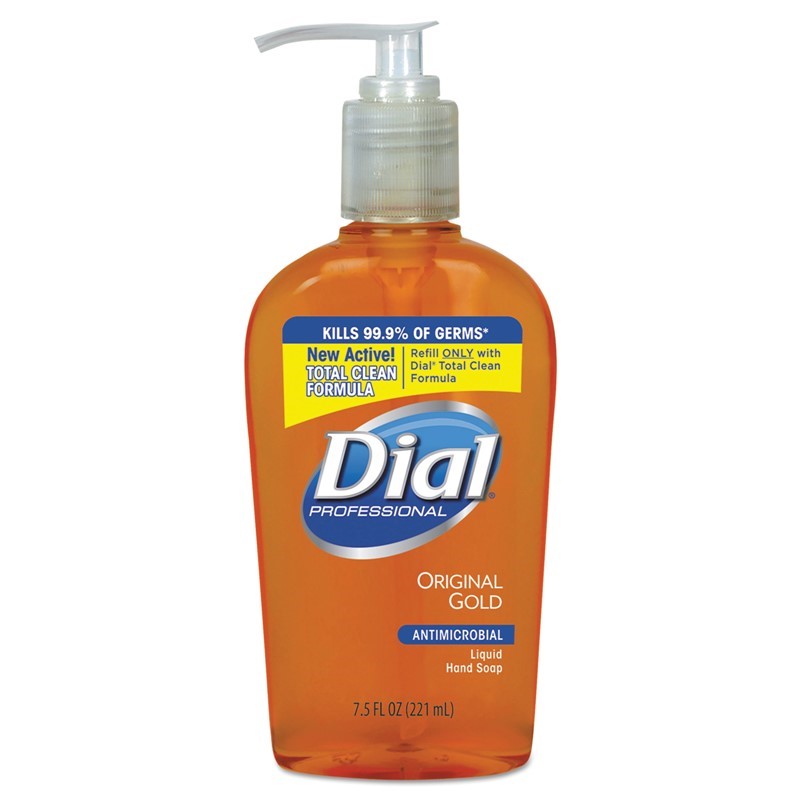 A picture of a bottle of antibacterial Dial soap